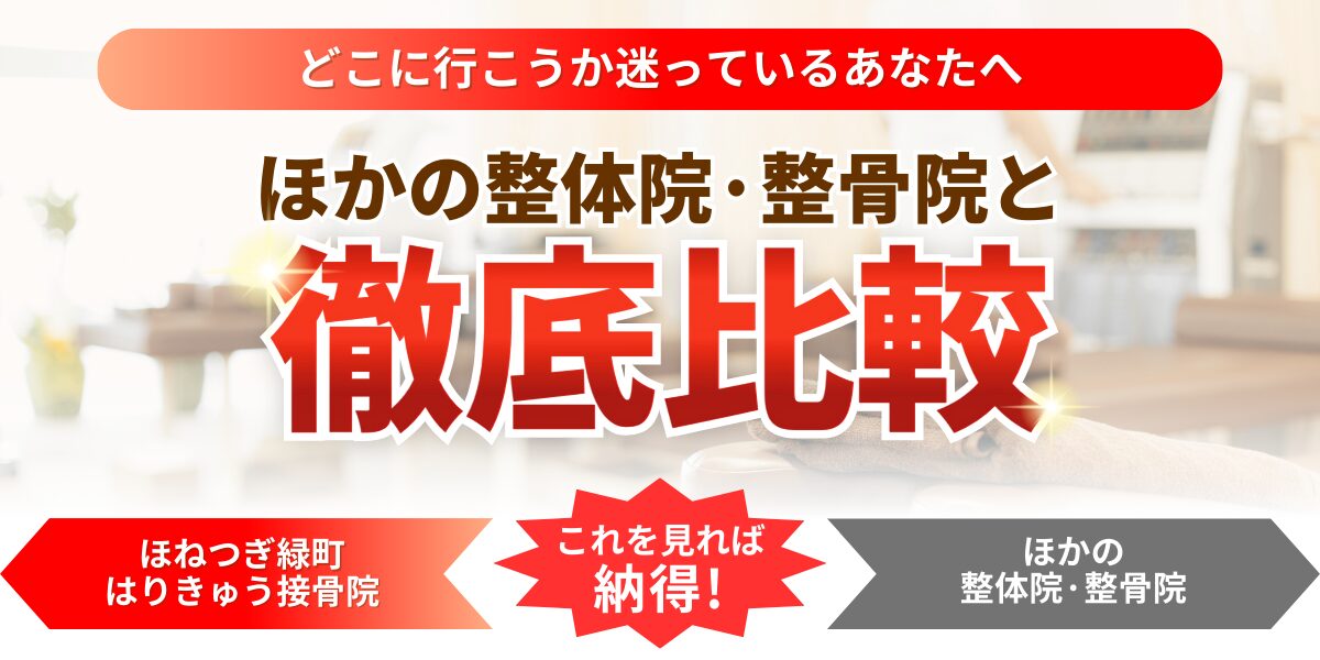 どこに行こうか迷っているあなたへほかの整体院・整骨院と微底比較